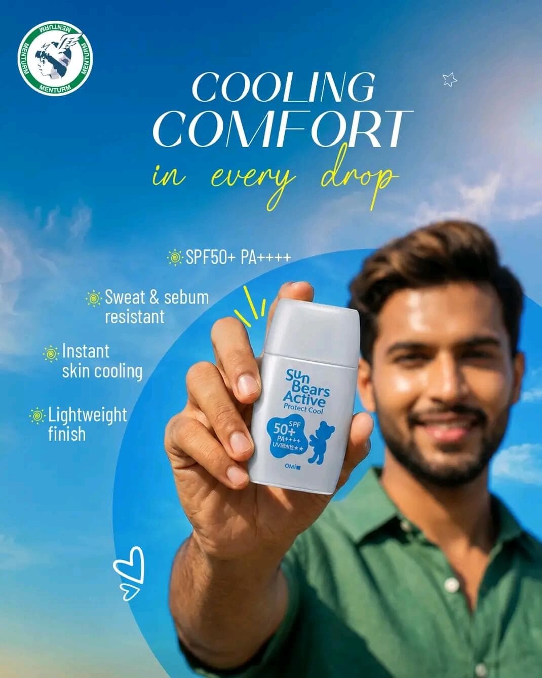 OMI Brotherhood SunBears Active Protect Cool Sunscreen SPF 50+ PA++++ 30g