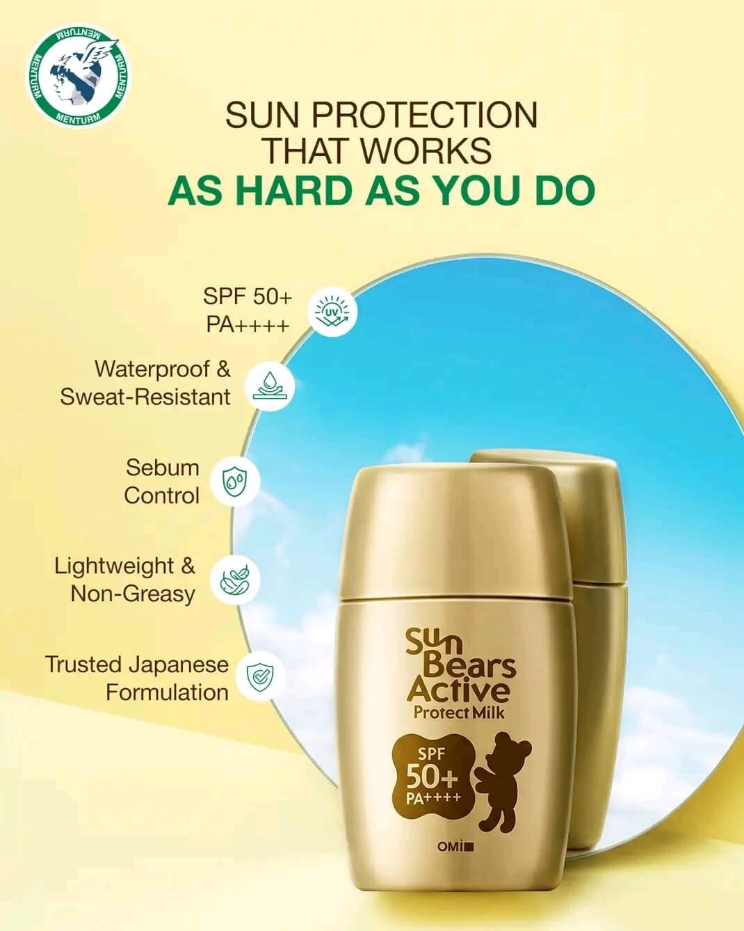 OMI Brotherhood Sun Bears Active Protect Milk Sunscreen SPF 50+ PA++++ 30g