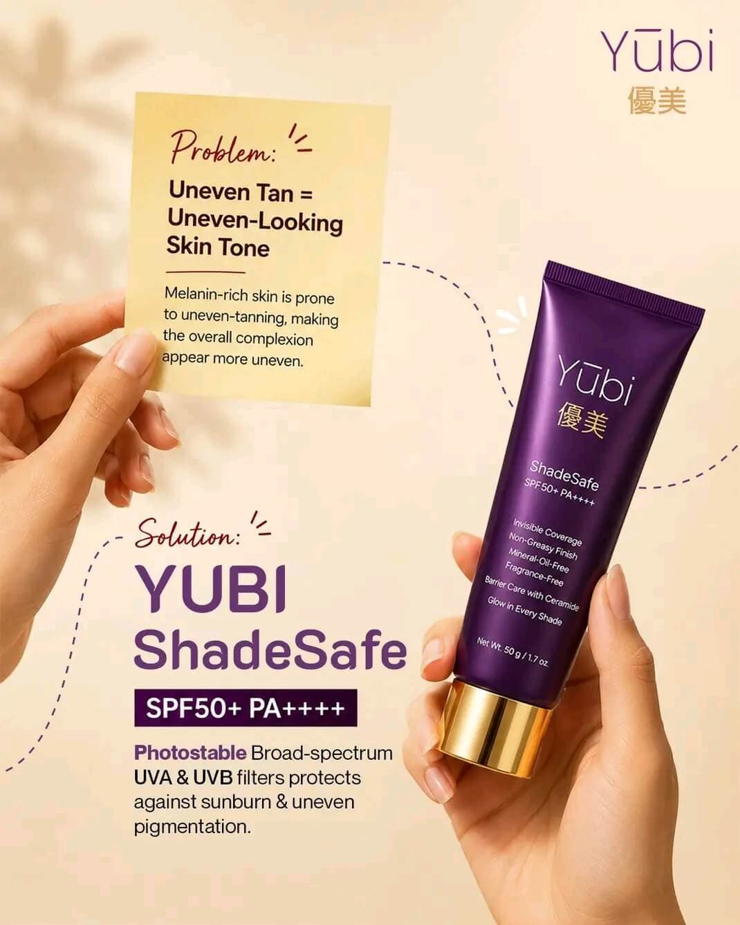 Yubi Shadesafe sunscreen Spf50+ PA++++ 50g