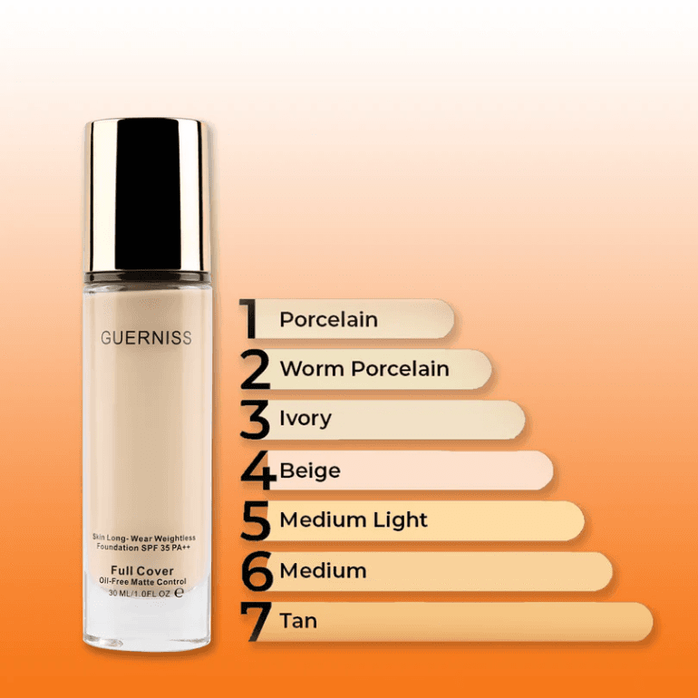 Guerniss Full Cover Matte Foundation -1.0 Porcelain  (30ml)