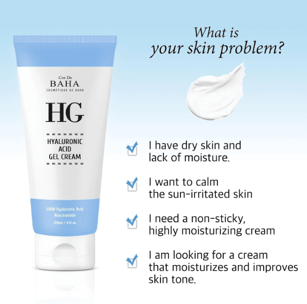 Cos De BAHA Pure Hyaluronic Acid + Niacinamide Gel Cream (HG) 120ml